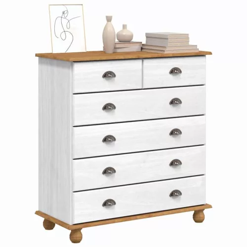 Fiókos Szekrény ASKIM Fehér 91 x 40 x 95.5 cm Tömör fenyőfa