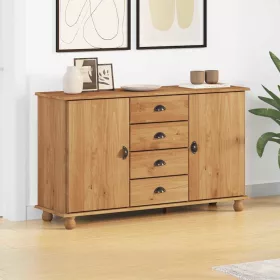   Széf fiókkal ASKIM Barna 133.5 x 40 x 79 cm Tömör fenyőfa