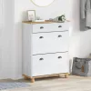 Cipőszekrény fiókkal ASKIM Fehér 85 x 35 x 108 cm Tömör fenyőfa