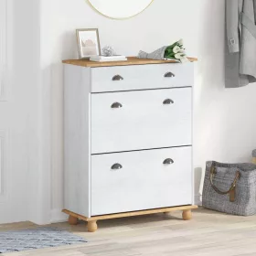   Cipőszekrény fiókkal ASKIM Fehér 85 x 35 x 108 cm Tömör fenyőfa
