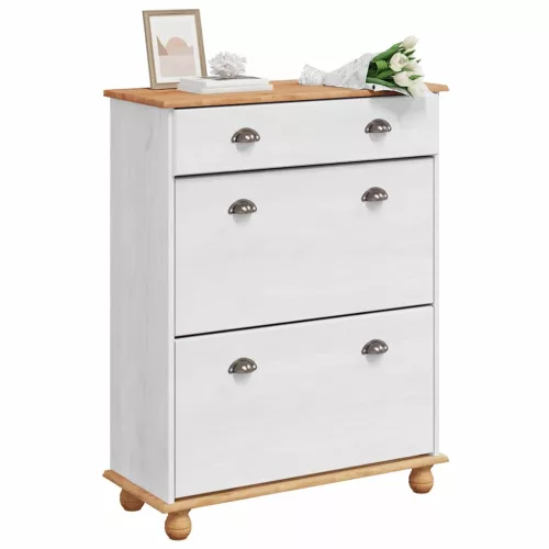 Cipőszekrény fiókkal ASKIM Fehér 85 x 35 x 108 cm Tömör fenyőfa