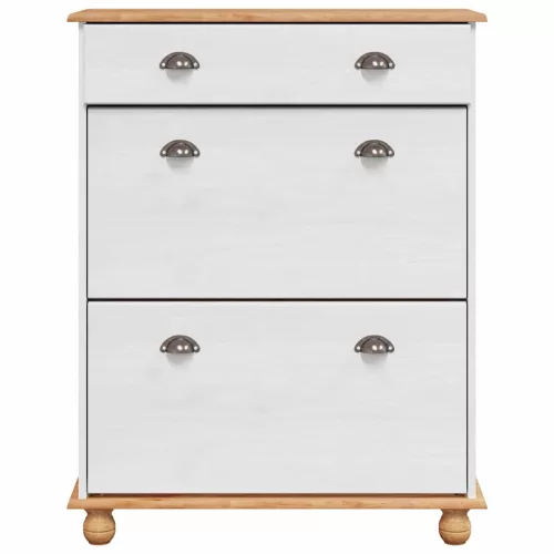 Cipőszekrény fiókkal ASKIM Fehér 85 x 35 x 108 cm Tömör fenyőfa