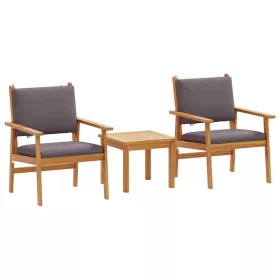   Kerti Kanapé Szett 3 pcs Barna 45 x 45 x 38 cm Tömör akácfa