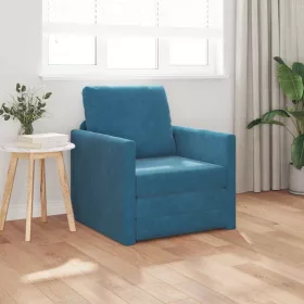 Földi Kanapéágy párnával Kék 74 x 77 x 81 cm Bársony
