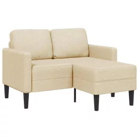   Krémszínű anyagból 2 üléses kanapé L-alakú kanapéval 125 cm