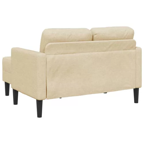 Krémszínű anyagból 2 üléses kanapé L-alakú kanapéval 125 cm