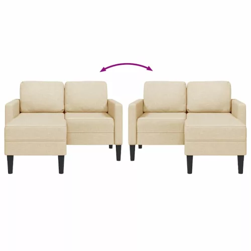 Krémszínű anyagból 2 üléses kanapé L-alakú kanapéval 125 cm