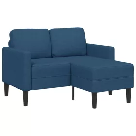 Kék anyagból 2 üléses kanapé L-alakú kanapéval 125 cm