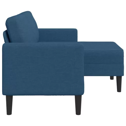 Kék anyagból 2 üléses kanapé L-alakú kanapéval 125 cm