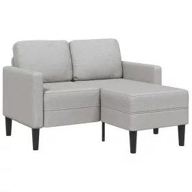   Felhőszürke anyagból 2 üléses kanapé L-alakú kanapéval 125 cm