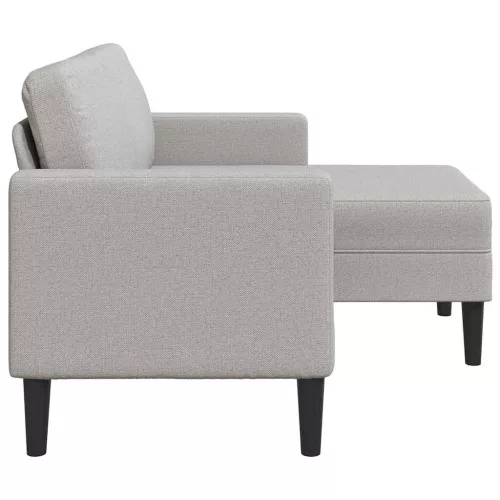 Felhőszürke anyagból 2 üléses kanapé L-alakú kanapéval 125 cm