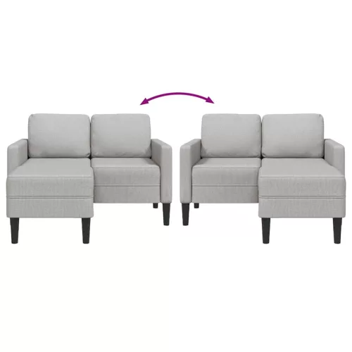 Felhőszürke anyagból 2 üléses kanapé L-alakú kanapéval 125 cm