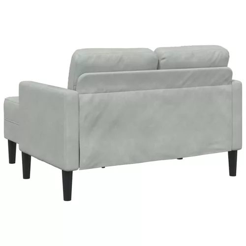 Világosszürke bársony 2 üléses kanapé L-alakú kanapéval 125 cm