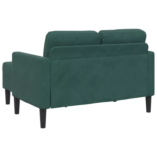Sötétzöld bársony 2 üléses kanapé L-alakú kanapéval 125 cm
