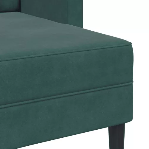 Sötétzöld bársony 2 üléses kanapé L-alakú kanapéval 125 cm