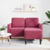 Borvörös bársony 2 üléses kanapé L-alakú kanapéval 125 cm