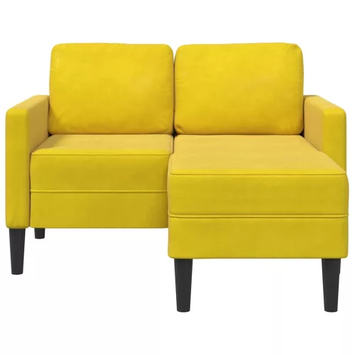 Sárga bársony 2 üléses kanapé L-alakú kanapéval 125 cm