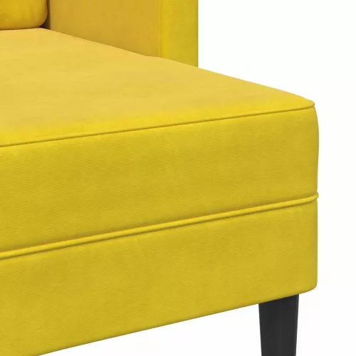 Sárga bársony 2 üléses kanapé L-alakú kanapéval 125 cm