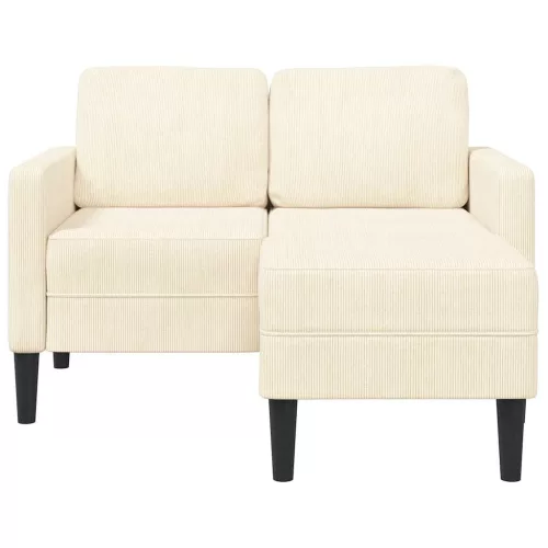 Krémszínű vászon 2 üléses kanapé L-alakú kanapéval 125 cm