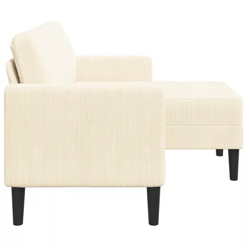 Krémszínű vászon 2 üléses kanapé L-alakú kanapéval 125 cm