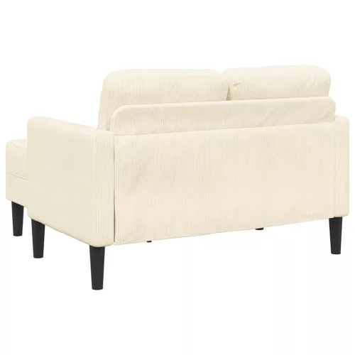 Krémszínű vászon 2 üléses kanapé L-alakú kanapéval 125 cm