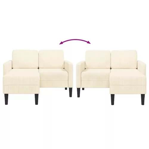 Krémszínű vászon 2 üléses kanapé L-alakú kanapéval 125 cm