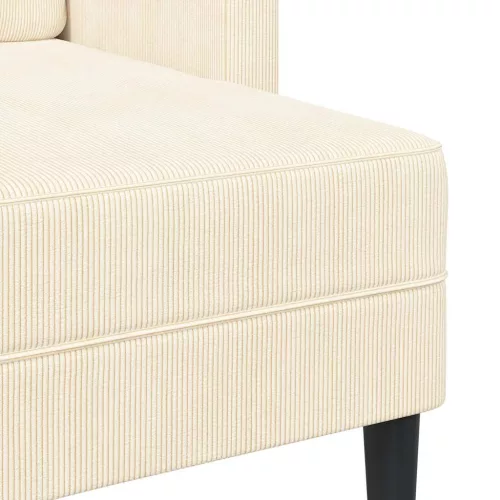 Krémszínű vászon 2 üléses kanapé L-alakú kanapéval 125 cm