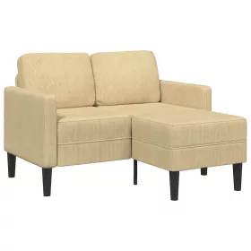   Szürke-zöld vászon 2 üléses kanapé L-alakú kanapéval 125 cm