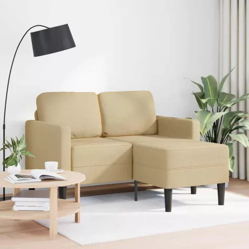 Szürke-zöld vászon 2 üléses kanapé L-alakú kanapéval 125 cm