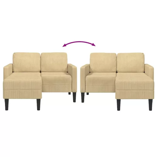 Szürke-zöld vászon 2 üléses kanapé L-alakú kanapéval 125 cm