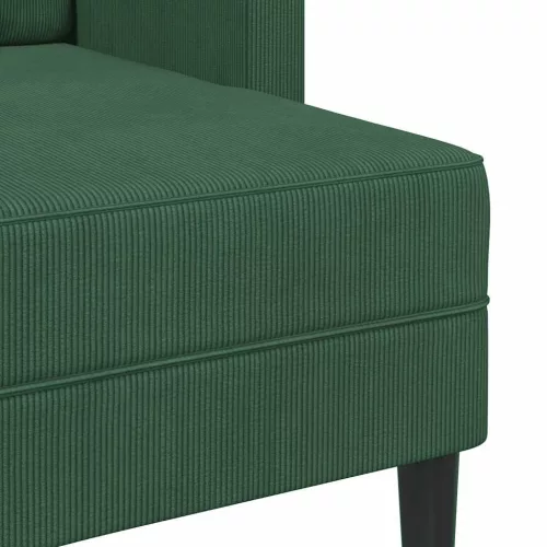 Sötét zöld vászon 2 üléses kanapé L-alakú kanapéval 125 cm