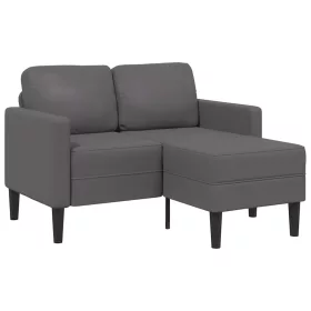   Szürke műbőr 2 üléses kanapé L-alakú kanapéval 125 cm