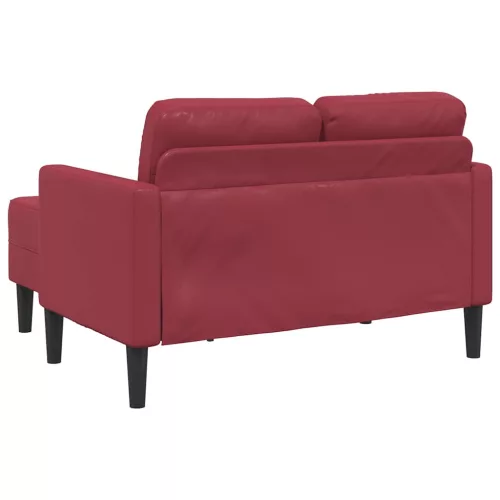 Borvörös műbőr 2 üléses kanapé L-alakú kanapéval 125 cm