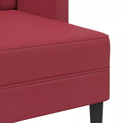 Borvörös műbőr 2 üléses kanapé L-alakú kanapéval 125 cm