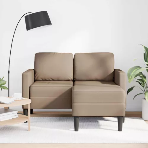 Cappuccino műbőr 2 üléses kanapé L-alakú kanapéval 125 cm