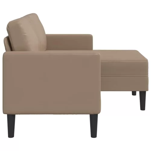 Cappuccino műbőr 2 üléses kanapé L-alakú kanapéval 125 cm