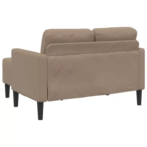 Cappuccino műbőr 2 üléses kanapé L-alakú kanapéval 125 cm