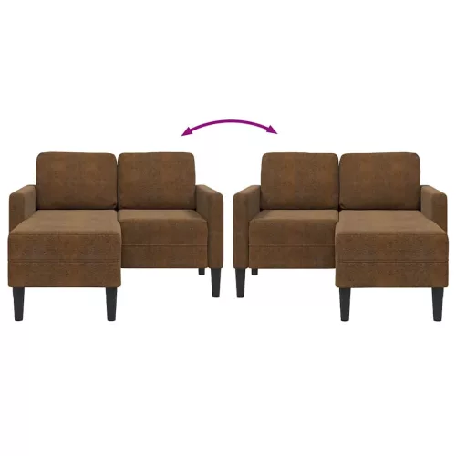 Barna műbőr 2 üléses kanapé L-alakú kanapéval 125 cm