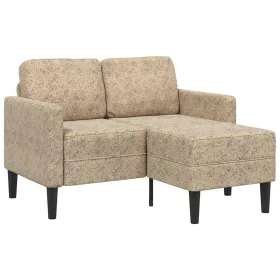   Világosszürke műbőr 2 üléses kanapé L-alakú kanapéval 125 cm