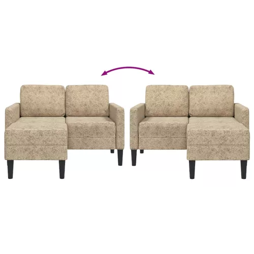 Világosszürke műbőr 2 üléses kanapé L-alakú kanapéval 125 cm