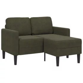   Katona-zöld műbőr 2 üléses kanapé L-alakú kanapéval 125 cm