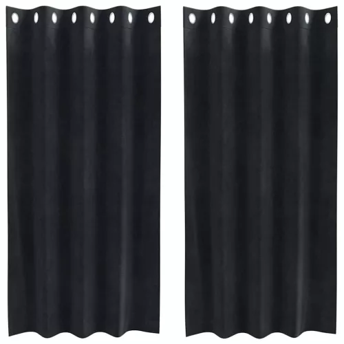 Függönyök függönyökkel 2 pcs Fekete 140 x 175 cm Bársony