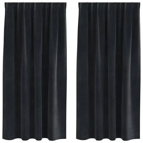 Függönyök függönyökkel 2 pcs Fekete 140 x 175 cm Bársony
