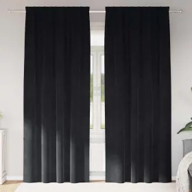   Függönyök függönyökkel 2 pcs Fekete 140 x 245 cm Bársony
