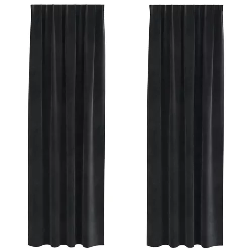 Függönyök függönyökkel 2 pcs Fekete 140 x 260 cm Bársony