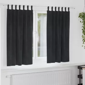   Függönyök függönyökkel 2 pcs Fekete 140 x 175 cm Bársony