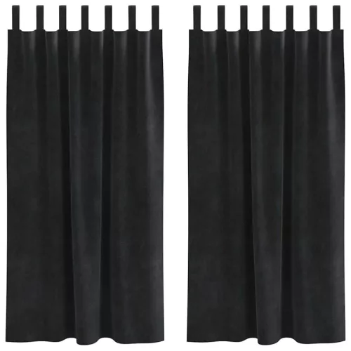 Függönyök függönyökkel 2 pcs Fekete 140 x 175 cm Bársony