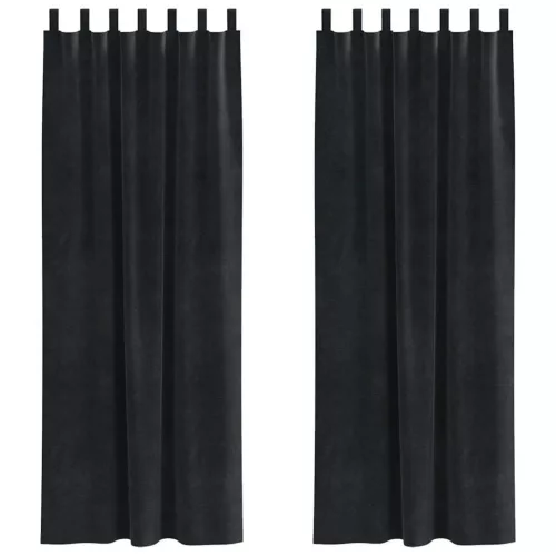 Függönyök függönyökkel 2 pcs Fekete 140 x 225 cm Bársony