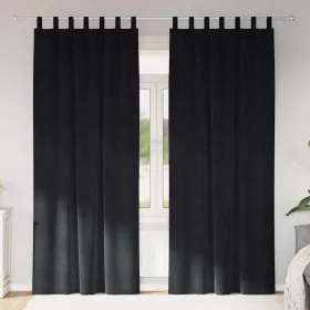   Függönyök függönyökkel 2 pcs Fekete 140 x 260 cm Bársony