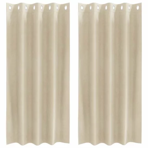 Függönyök függönyökkel 2 pcs Krém 140 x 175 cm Bársony